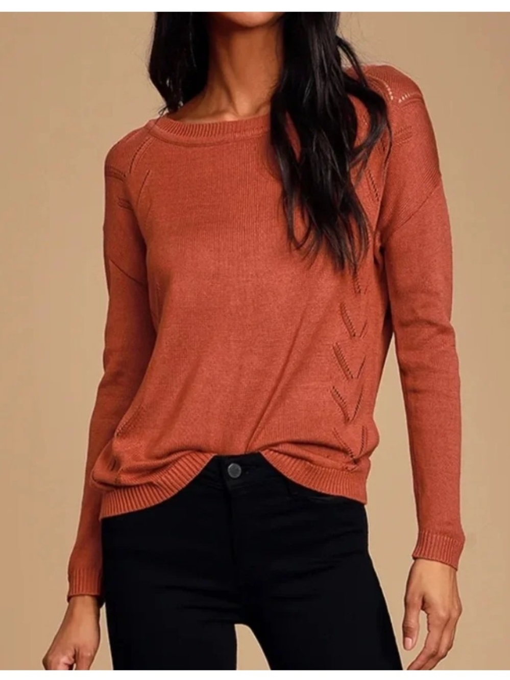 Lulu's Rust Crewneck Knit Top
